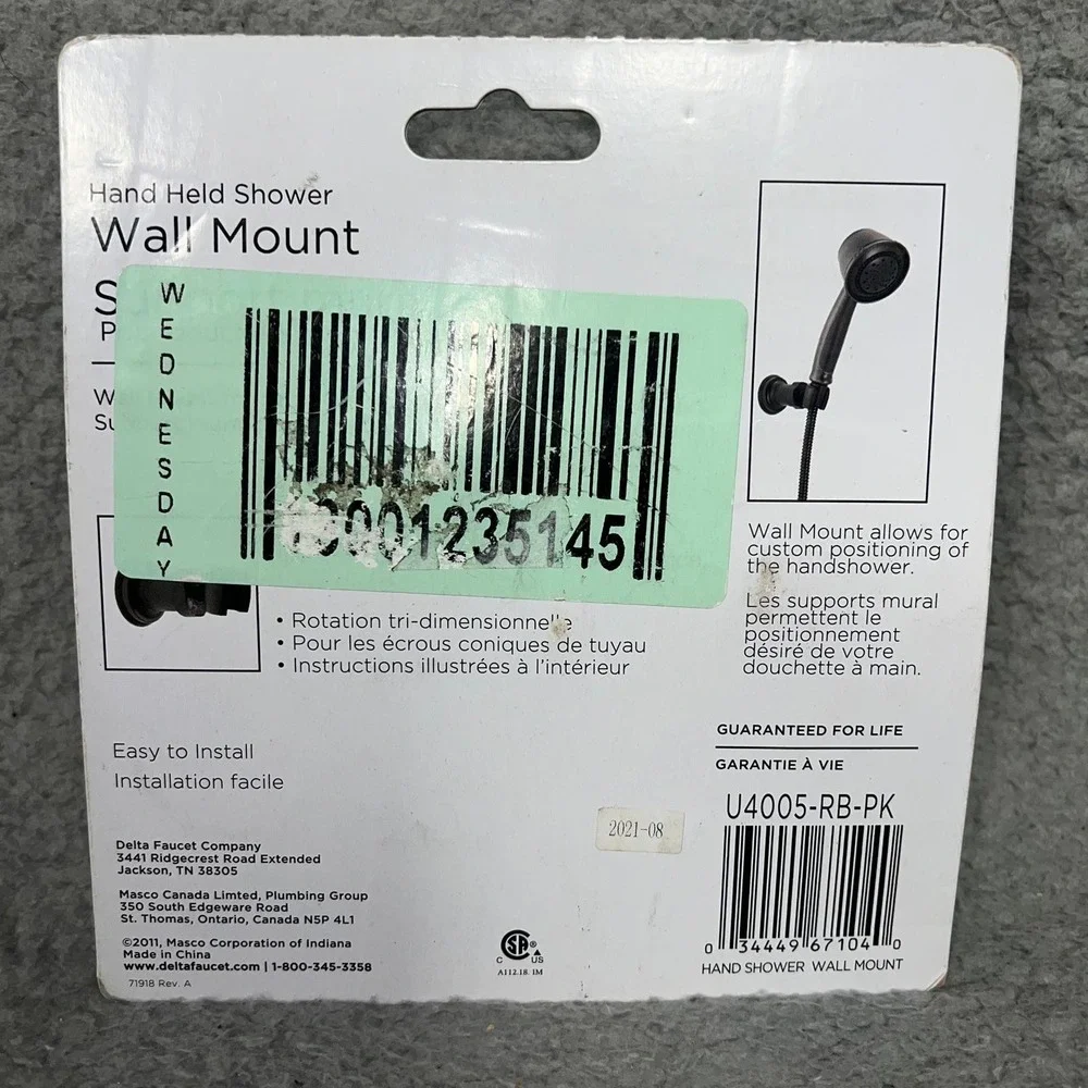 NIB Delta Universal Showering Adjustable Hand Held Shower Wall Mount U4005-RB-PK